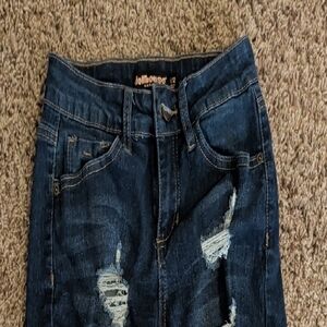 Dollhouse Dark Blue Distressed Skinny Jeans
